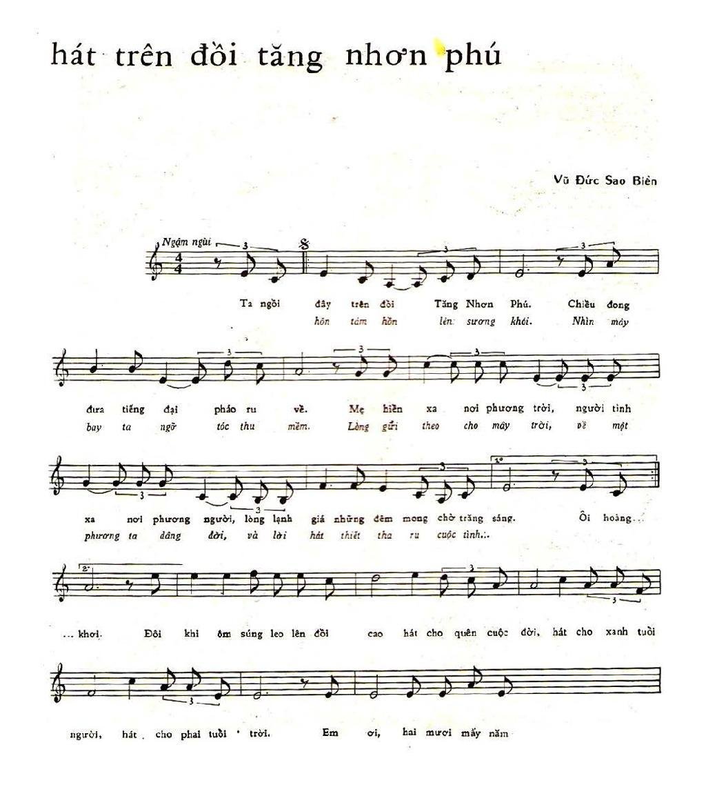 Sheet nhạc Hát Trên Đồi Tăng Nhơn Phú